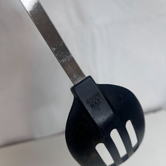 EKCO Slotted Serving Spoon Plastic Handle USA 400 Degree Max 7 Nylon VTG Black - Picture 8 of 10